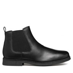 Sztyblety Geox. Czarne botki sznurowane Geox, bez wzorów, bez obcasa, bez zapięcia. Za 519.99 zł.