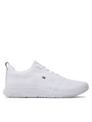 Tommy Hilfiger Sneakersy Corporate Knit Rib Runner FM0FM02838 Biały. Białe buty sportowe casual Tommy Hilfiger, bez wzorów, z materiału, bez zapięcia. Za 359.99 zł.