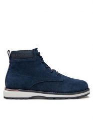 Tommy Hilfiger Trzewiki Corporate FM0FM05147 Granatowy. Niebieskie botki sznurowane Tommy Hilfiger, bez wzorów, ze skóry, bez obcasa, bez zapięcia. Za 699.99 zł.