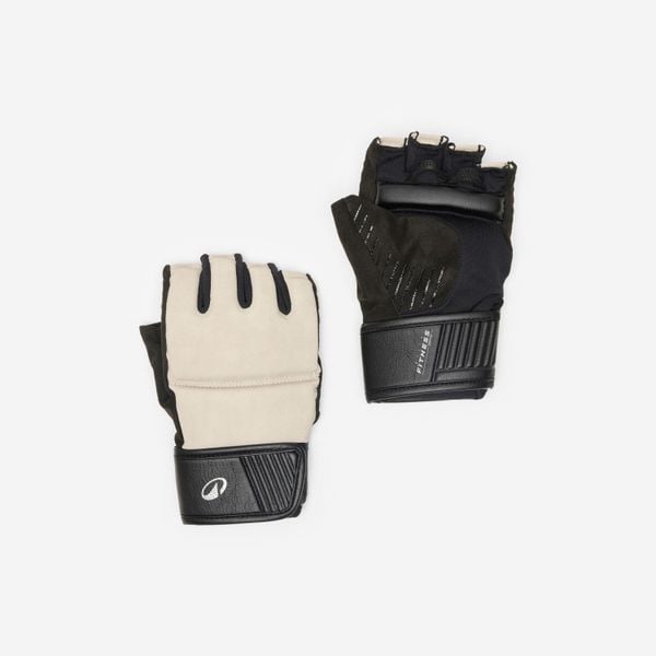 Rękawiczki do cardio-boxingu Outshock. Brązowe rękawiczki DOMYOS, bez wzorów. Za 79.99 zł.