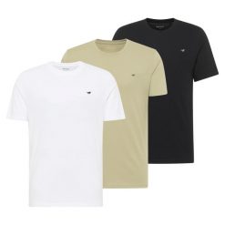 3-Pak T-Shirt Mustang Style Alex Czarny Oliwkowy Biały. Białe t-shirty Mustang, uniwersalny, bez wzorów, bez kołnierzyka, bez ramiączek. Za 149.99 zł.