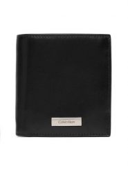 Calvin Klein Portfel Plaque Slim Trifold W Coin + Car LV04D1137G Czarny. Czarne portfele CALVIN KLEIN, bez wzorów, ze skóry. Za 329.99 zł.