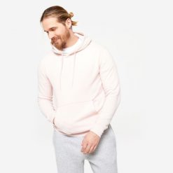 Bluza z kapturem męska Domyos Gym & Pilates. Czerwone bluzy DOMYOS, l, bez wzorów, z bawełny, z kapturem. Za 99.99 zł.