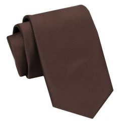 Męski Krawat Angelo di Monti - Czekoladowy. Brązowe krawaty i muchy Angelo di Monti, bez wzorów, z tkaniny. Za 49.99 zł.