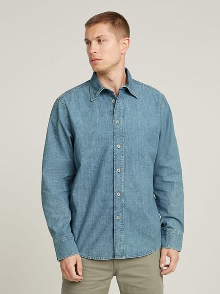 G-Star Koszula dżinsowa - Regular fit - w kolorze błękitnym rozmiar: XL. Niebieskie koszule G-Star, xl, bez wzorów, z bawełny, bez kołnierzyka, bez ramiączek. Za 219.08 zł.