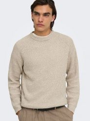 ONLY & SONS Sweter "Join" w kolorze beżowym rozmiar: XXL. Brązowe swetry nierozpinane Only & Sons, xxl, bez wzorów, bez kołnierzyka, bez ramiączek. Za 159.95 zł.