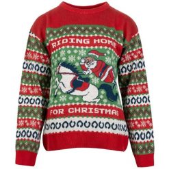 Sweter z okrągłym dekoltem Harry's Horse Christmas. Czerwone swetry nierozpinane HARRYS HORSE, m, bez wzorów, bez kołnierzyka, bez ramiączek. Za 250.00 zł.