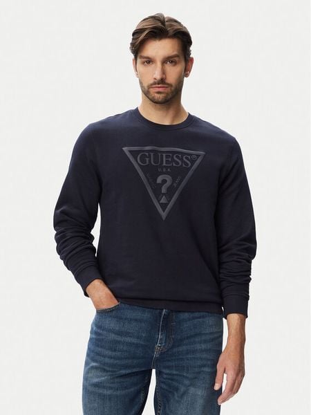 Guess Bluza M6YQ37 K4103 Granatowy Slim Fit. Niebieskie bluzy Guess, m, z aplikacjami, z bawełny, bez kaptura. Za 344.99 zł.