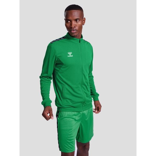 Bluza dresowa z poliestru zapinana na zamek błyskawiczny Hummel Authentic. Zielone bluzy Hummel, bez wzorów, z dresówki, bez kaptura. Za 251.00 zł.
