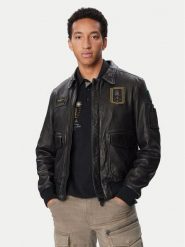 Aeronautica Militare Kurtka skórzana 262PN0895U100839 Czarny Regular Fit. Czarne kurtki Aeronautica Militare, m, bez wzorów, ze skóry, bez kaptura. Za 3,279.00 zł.