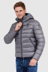 BLAUER Szara puchowa kurtka męska Virgil z kapturem. Szare kurtki Blauer USA, l, bez wzorów, z nylonu, z kapturem. W wyprzedaży za 699.99 zł.