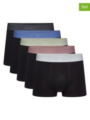 Reebok Bokserki (5 par) "Reading" w kolorze czarnym rozmiar: L. Czarne bokserki Reebok, l, bez wzorów. Za 77.95 zł.