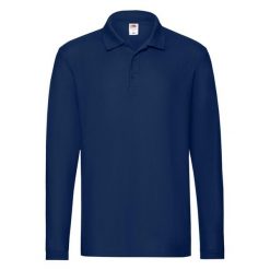 Męska Koszulka Polo Premium Z Długim Rękawem. Niebieskie koszulki polo sportowe Fruit of the Loom, m, bez wzorów, bez kołnierzyka, bez ramiączek. Za 98.99 zł.