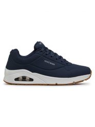Skechers Sneakersy Uno-Stand On Air 52458/NVY Granatowy. Niebieskie buty sportowe casual Skechers, bez wzorów, ze skóry, bez zapięcia. Za 299.00 zł.