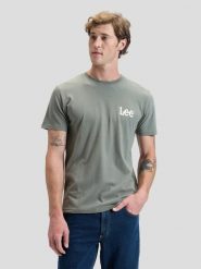MESKA KOSZULKA LEE MEDIUM WOBBLY LEE TEE LICHEN OLIVE 112376462. Zielone t-shirty Lee, m, bez wzorów, bez kołnierzyka, bez ramiączek. Za 79.99 zł.