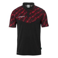 Polo Uhlsport Progressive 28. Czarne koszulki polo Uhlsport, bez wzorów, bez kołnierzyka, bez ramiączek. Za 180.00 zł.