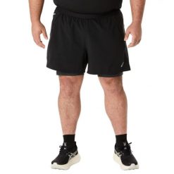 Męskie Spodenki Szosowe 2 W 1. Czarne szorty ASICS, m, bez wzorów, sportowe. Za 352.99 zł.