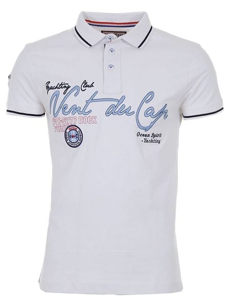 Peak Mountain Koszulka polo w kolorze białym rozmiar: XXL. Białe koszulki polo Peak Mountain, xxl, z aplikacjami, z bawełny, bez kołnierzyka, bez ramiączek. Za 83.22 zł.