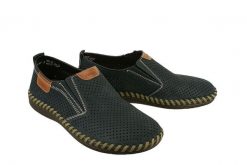 RIEKER B2465-14 blue, półbuty męskie. Niebieskie eleganckie półbuty Rieker, bez wzorów, bez obcasa, bez zapięcia. Za 322.92 zł.