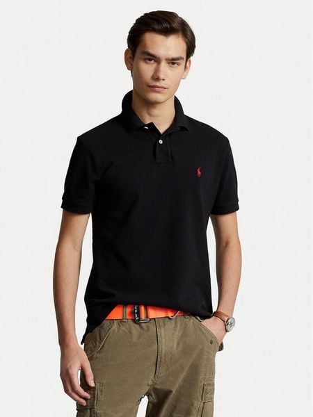 Polo Ralph Lauren Polo Core Replen 710795080 Czarny Slim Fit. Czarne koszulki polo Polo Ralph Lauren, m, bez wzorów, z bawełny, bez kołnierzyka, bez ramiączek. Za 492.99 zł.