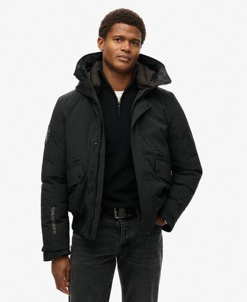 Kurtka Bomber Pikowana City. Czarne kurtki Superdry, xl, bez wzorów, z materiału, bez kaptura. Za 586.35 zł.