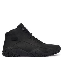 Trzewiki CAT Footwear. Czarne botki sznurowane CAT Footwear, bez wzorów, bez obcasa, bez zapięcia. Za 569.99 zł.