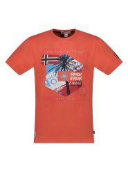 Geographical Norway Koszulka "J-Break" w kolorze ceglanym rozmiar: XXL. Pomarańczowe bezrękawniki Geographical Norway, xxl, bez wzorów, z bawełny, bez kołnierzyka, bez ramiączek. Za 61.46 zł.