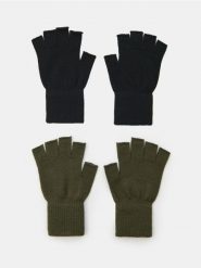 Rękawiczki mitenki z domieszką wiskozy 2 pack - zielony. Zielone rękawiczki Sinsay, bez wzorów, z wiskozy. Za 9.99 zł.