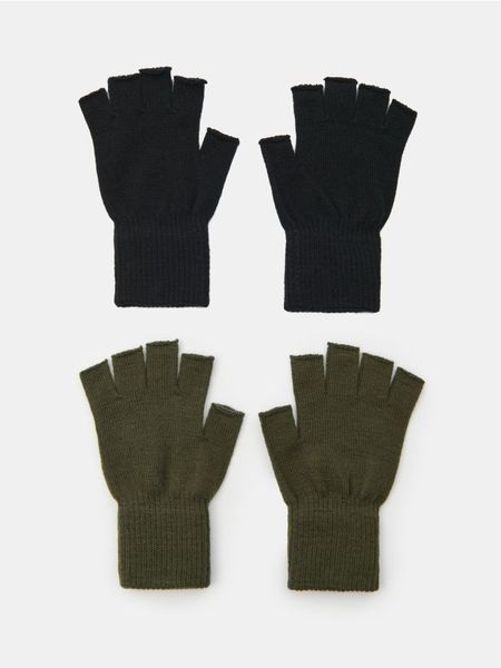Rękawiczki mitenki z domieszką wiskozy 2 pack - zielony. Zielone rękawiczki Sinsay, bez wzorów, z wiskozy. Za 9.99 zł.