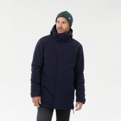 Parka turystyczna męska zimowa Quechua NH500 -10°C wodoodporna. Czarne kurtki przeciwdeszczowe QUECHUA, na zimę, m, bez wzorów, z materiału, bez kaptura. Za 449.99 zł.