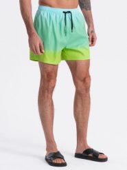 Męskie szorty kąpielówki efekt ombre - jasnoturkusowe V19 OM-SRBS-0125 - XL. Niebieskie szorty Ombre Clothing, m, bez wzorów. W wyprzedaży za 59.99 zł.