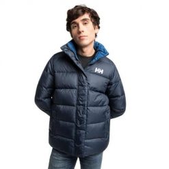Kurtka puchowa męska Helly Hansen Reversible. Niebieskie kurtki Helly Hansen, m, bez wzorów, z puchu, bez kaptura. W wyprzedaży za 924.05 zł.