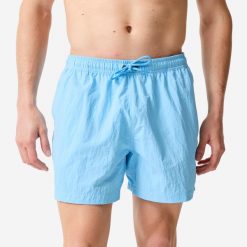 Spodenki surfingowe męskie Decathlon 100 Pomięte 15". Niebieskie odzież kąpielowa Decathlon, m, bez wzorów, z materiału, sportowe. Za 69.99 zł.