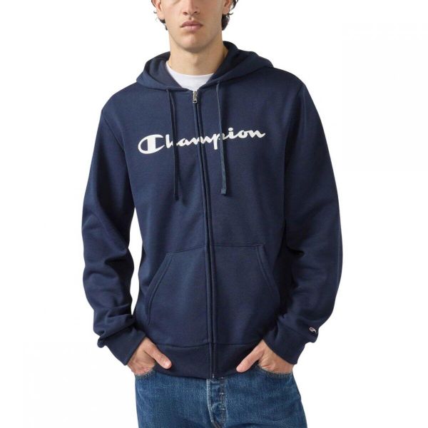 Bluza męska treningowa z kapturem Champion granatowa. Niebieskie bluzy z kapturem Champion, m, bez wzorów, z bawełny, z kapturem. Za 259.00 zł.