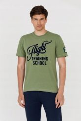 AERONAUTICA MILITARE Zielony t-shirt męski. Zielone t-shirty Aeronautica Militare, m, bez wzorów, bez kołnierzyka, bez ramiączek. W wyprzedaży za 239.99 zł.