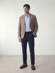 Marynarka regular fit w kratę - brązowy. Brązowe garnitury Reserved, l, bez wzorów, z tkaniny. Za 359.99 zł.