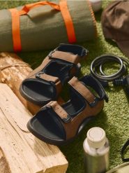 Sandały na rzepy - brązowy. Brązowe sandały Sinsay, bez zapięcia. Za 49.99 zł.