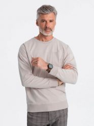 Bluza męska bez kaptura z kieszonką - jasnoszara V2. Szare bluzy Ombre Clothing, m, bez wzorów, bez kaptura. W wyprzedaży za 49.99 zł.