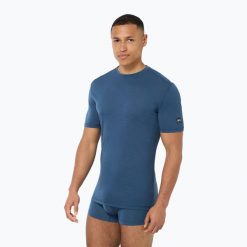 Koszulka termoaktywna męska super.natural Sierra 140 Tee. Niebieskie bielizna termoaktywna super.natural, m, bez wzorów, bez ramiączek, narciarskie. Za 239.99 zł.