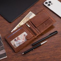 Portfel skórzany męski poziomy klasyczny brązowy RFiD Beltimore D40. Brązowe portfele bez wzorów. Za 69.90 zł.