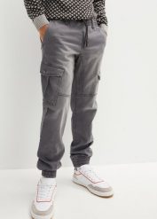 Dżinsy dresowe Regular Fit Straight z kieszeniami z boku nogawki. Szare jeansy bonprix, m. Za 169.99 zł.