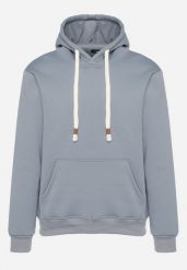 Jasnoniebieska Bluza z Bawełną Kapturem i Kieszenią Typu Kangurek Norrise. Niebieskie bluzy z kapturem Born2be, l, bez wzorów, z bawełny. Za 79.99 zł.