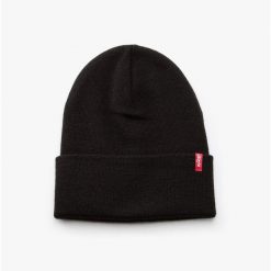 Kapelusz Levi's Slouchy Red Tab Beanie. Czarne kapelusze Levi's®, bez wzorów, z materiału. Za 95.20 zł.