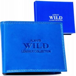 Portfel skórzany Always Wild AW-N992-MAL niebieski. Niebieskie portfele Always Wild, bez wzorów, ze skóry. Za 45.00 zł.