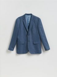 Marynarka slim fit z wiskozą - niebieski. Niebieskie marynarki Reserved, l, bez wzorów, z tkaniny. Za 359.99 zł.