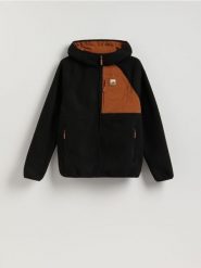 Polarowa bluza z kapturem - czarny. Czarne bluzy z kapturem Reserved, l, bez wzorów, z dzianiny, z kapturem. Za 159.99 zł.