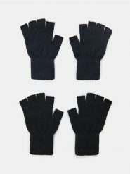 Rękawiczki mitenki z domieszką wiskozy 2 pack - granatowy. Niebieskie rękawiczki Sinsay, bez wzorów, z wiskozy. Za 9.99 zł.
