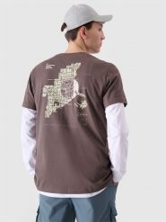 4F T-shirt regular z nadrukiem męski - brązowy M. Brązowe t-shirty 4F, m, bez wzorów, z bawełny, bez kołnierzyka, bez ramiączek. Za 39.99 zł.