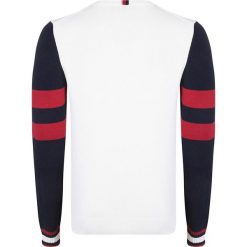 Sweter w kolorze biało-granatowo-czerwonym. Białe swetry nierozpinane Giorgio Di Mare, m, bez wzorów, z bawełny, bez kołnierzyka, bez ramiączek. W wyprzedaży za 139.95 zł.
