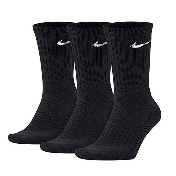Bawełniane Skarpetki Unisex Dla Dorosłych (zestaw 3 Sztuk). Czarne skarpety Nike, bez wzorów, z bawełny. Za 84.99 zł.